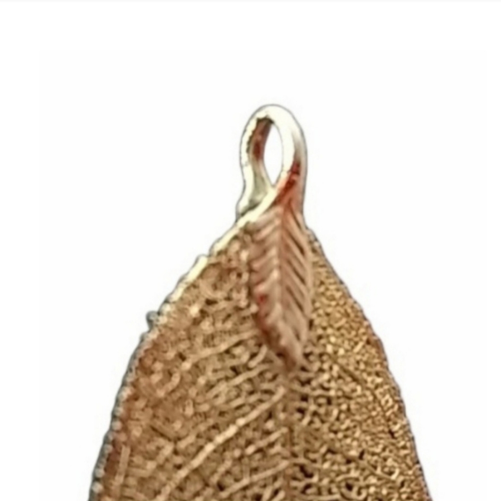 Vintage Gold Dipped Real Leaf Pendant Charm | Euc - image 7